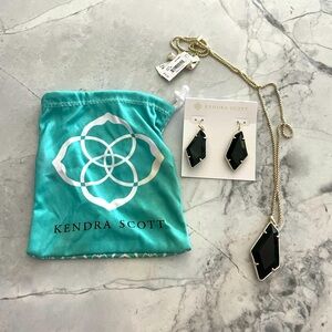 Black and Gold Kendra Scott Lilith Necklace and Emmie Earrings with bag